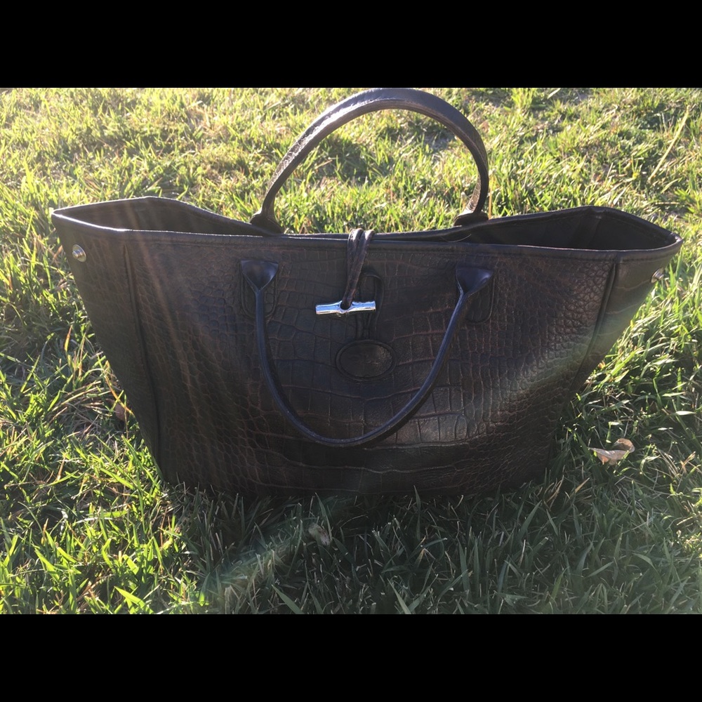 Longchamp brown leather tote